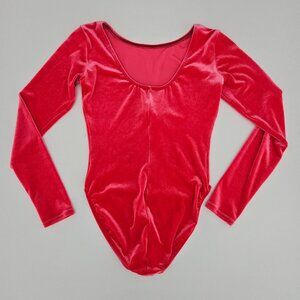 Crushed Velvet Leotard Pink Spandex High Leg Bodysuit Sz Medium